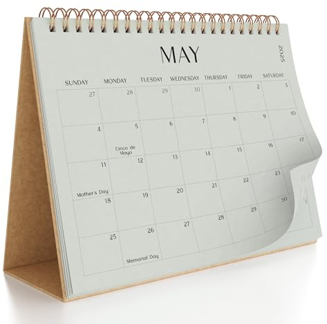Ästhetischer Tischkalender 2025 – läuft von August 2024 bis Juni 2026 – schöner kleiner 2025–2026 Flip-Desktop-Kalender für einfache Organisation