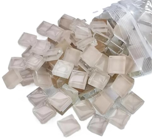 GCYEIDMA Mosaique Loisir Creatif Carreaux de mosaïque 1 * 1 cm carré Verre Transparent Cristal coloré Cube Artisanat Projet Enfants Bricolage création d'accessoires(Beige)