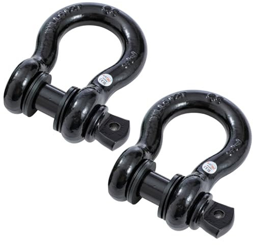 KATSU Tools Abschleppschäkel, 2 Stück, 7/8 Zoll D-Ring-Schäkel, 6,5 Tonnen, für Abschleppgurt, Windenseil, 4x4, Bergung von Geländefahrzeugen, schwarz