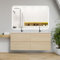 Homestyle4u 2666 - Ensemble de meubles de salle de bain - 3 pièces - Lavabo avec miroir - 120 cm - Double vasque - Miroir de salle de bain avec éclairage