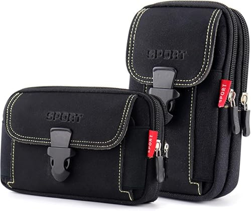 AIZHAZHA 2 Stück Gürteltasche,Handy Gürteltasche,Herren Gürteltasche,Bauchtasche Herren, Multifunktionale Bauchtasche, Taktische Hüfttasche,Hüfttaschen für Camping Wandern Radfahren