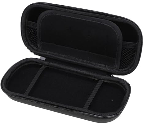 Asixxsix 3000 Trage Tasche, Hard Game Console Schutzhülle mit Armband, 5 Spiel Patronen Schlitze, Reise Taschen Beutel und Netz Tasche, Wasserfeste PU-Eva (Black)