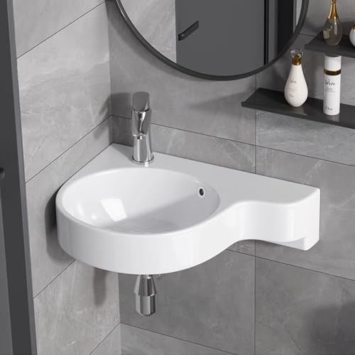 BRCYKRWY Kleines Eckwaschbecken Zur Wandmontage Klein Waschbecken Gäste Wc Porzellan Mini Waschbecken Waschbecken Klein Gäste Wc Mini Waschbecken Waschbecken Bad Waschbecken Wandmontage Mit Überlauf