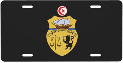 Placa de matrícula con el Escudo de Armas de Túnez para la Parte Delantera del Coche, Placa de matrícula de 6 x 12 Pulgadas, Placa de Metal para Coche, Etiqueta Decorativa novedosa y vanidosa