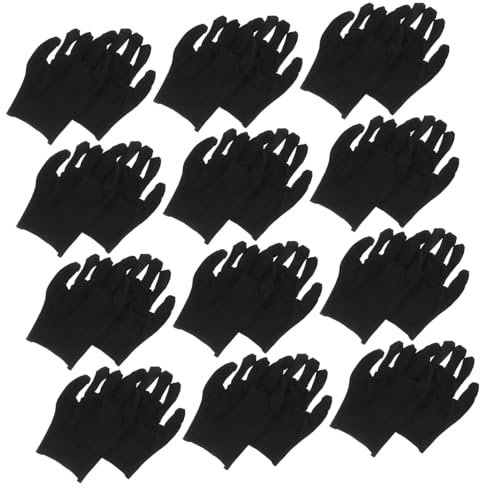 Hohopeti 12paare Schwarze Baumwollhandschuhe Verstärkte Arbeitshandschuhe Für Männer Komfortable Langlebige Schutzhandschuhe Atmungsaktive Arbeits-handschutz Für Garten Und Outdoor-einsatz