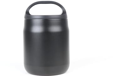 Lifeventure 600ml TiV Insulated Stainless Steel Food Flask | Screw-Lid with Handle for Easy Carrying or to Attach to a Bag, Keeps Food Hot for 6 Hours or Cold for 12 Hours, Black
