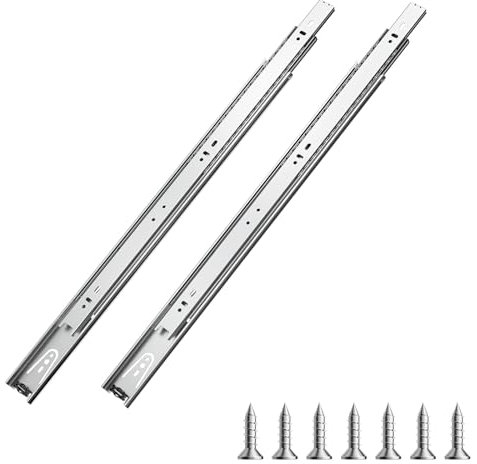 VEVOR Glissières de Tiroir, 10 Paires, Coulisses de Tiroir à Billes à Montage Latéral 500 mm Capacité de Charge 45 kg, Rail de Guidage en Acier au Carbone à Extension Complète pour Armoire Cuisine