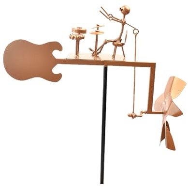 CHANCS Handmade Metal Drummer Windmill Kinetic Sculpture Spinners for Outdoor Yard Garden Decoration