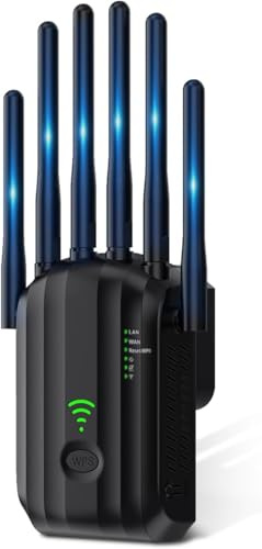 WiFi Extender Signal Booster with 6 Antennas, WiFi Extender with Ethernet Port, WiFi Booster Up to 10000 Sq.ft, Compatible with More Devices, Internet Extender WiFi Booster for Home