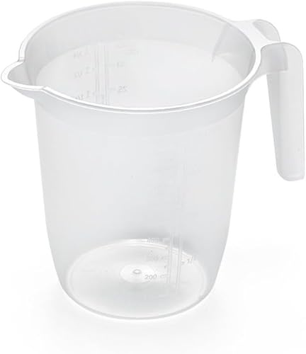 Jarra medidora de plástico transparente con asa, recipiente para mezclar de cocina (1 L)