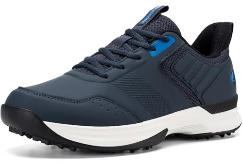 FitVille Men's Golf Shoes Extra Wide Fit Professional Spiked Golf Shoes Comfortable Slip-on Trainers Sneakers for Outdoor Casual