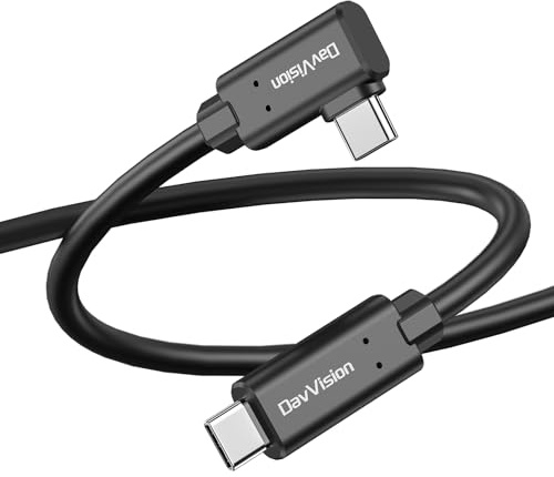 DavVision Long câble d'attache de 10 m, câble fibre optique USB C à angle droit, PD 60 W et 10 Gbit/s, zéro perte de données entre l'appareil photo et l'ordinateur pour Canon/Sony/Nikon, ultra fin et