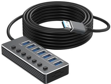 Corpo in alluminio Multiport Hub USB Controllo individuale di potenza Luci a LED e velocità veloce per più dispositivi Switch Hub USB