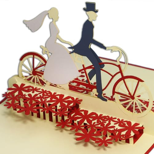 LIN - Pop Up 3D Tarjeta de felicitaciòn de boda, Pareja en tándem (#88)