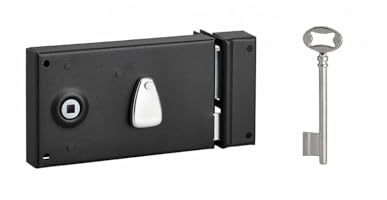 THIRARD - Serrure Horizontale en Applique à Clé à Fouillot pour Porte de Chambre - Droite - Axe 58 mm - 140 x 82 mm - Noir - 1 Clé - Mécanisme à 2 Tours | Serrure horizontale pêne dormant 1/2 tour Thirard - Droite