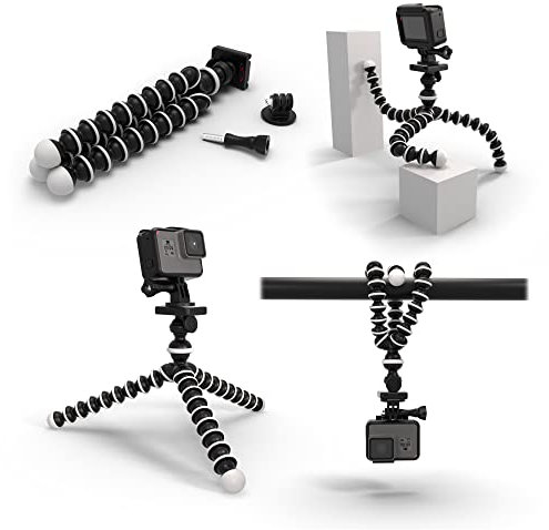 Digicharge 10'' Octopus Flexible Tripod Camera + Action Cam Mount Stand w/Quick Release Plate, Compatible With Action Cams GoPro Lit Hero Hero13 13 Hero12 12 Max 2 11 DJI Osmo Action 5 Akaso
