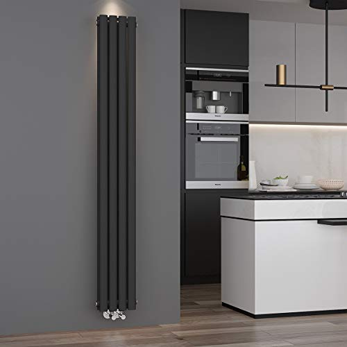 ELEGANT Design Paneelheizkörper Röhren 1800 x 236 mm Anthrazit Doppellagig Badheizkörper Mittelanschluss Vertikal Röhren Heizkörper