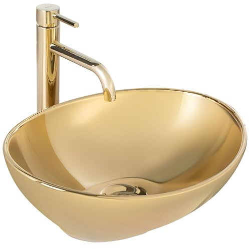 Rea Lavabo sobre Encimera Sofia Gold Lavabo de baño 410 x 345 x 150 mm Cerámica (Oro)