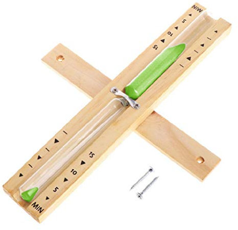 BIlinli Reloj de Arena de Sauna de Madera Montado en la Pared Reloj de Reloj de Arena Giratorio de 15 Minutos Temporizador de Arena Blanca para Uso en Tiendas en el hogar Opcional 6 Colores