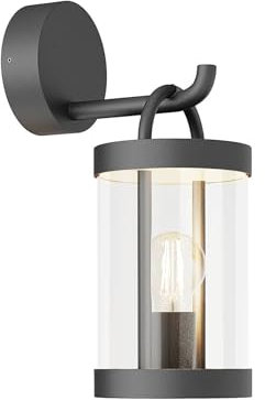 Outdoor Wall Light 'Cassian' dimmable (Modern) in Black Made of Aluminium (1 Light Source, E27) from Lucande | Wall lamp for Exterior/Interior Walls, House, Terrace und Balcony