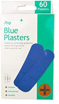 Flexible Fabric Adhesive Blue Plasters for Wound Care & First Aid (Pack of 60)