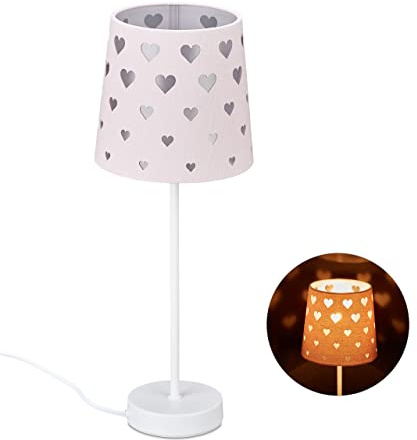 Relaxdays Nachttischlampe Kinder, rosa-weiß | Kinderlampe