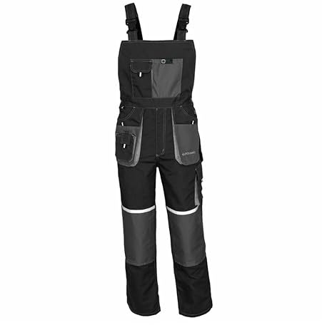 New Agritrade AK Bib and Brace Dungaree Mens Multi-Pocket Cargo Heavy Duty Work Overalls EuroClassic, 11 cargo pockets, Triple Stitched Cordura Reinforcing (38W, Grey withouth Kneepads)