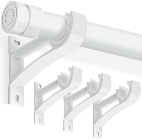 KOLAKO Lot de 4 supports de tringle à rideaux robustes blancs pour tringles à rideaux de 2,5 cm