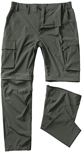 Gash Hao Mens Hiking Convertible Pants Outdoor Waterproof Quick Dry Zip Off Lightweight Fishing Pants (Dark Gray 32X32)