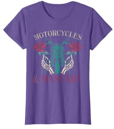 Motorbike Riding Women Motorcycles And Mascara Roses Biker T-Shirt