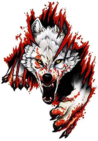 Asudaro Auto 3D Wolf Kopf Aufkleber Dekorative Vinyl Auto Angry Wolf 3D Lustige PVC Auto Aufkleber Universal Dekorative Auto Aufkleber Selbstklebende Auto Aufkleber Realistic 3D DIY Stickers,Typ 1