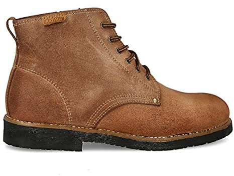 PAYMA - Rustikale Chukka Leder Stiefel für Herren. Safari Boot Schuhe Leder Casual Work, Outdoor und Gartenschuhe. Ungefüttert Kurzschaft. Schnürsenkel. Gummisohle. Farbe: Stiefel Camel, Größe: EU 45