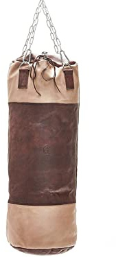 Modest Vintage Player Retro Cream/Brown Leather Heavy Punching Bag (UN-Filled) (5 Foot)