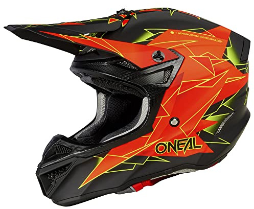 O'NEAL | Motocross-Helm | MX Enduro | 2 Außenschalen & 2 EPS für erhöhte Sicherheit | 5SRS Polyacrylite Helmet Surge V.23 | Erwachsene | Schwarz Rot | Größe L (59/60 cm)