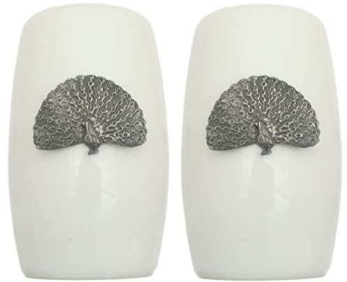 Peacock China Salt and Pepper Shakers Cruet Set Modern White CSP 263