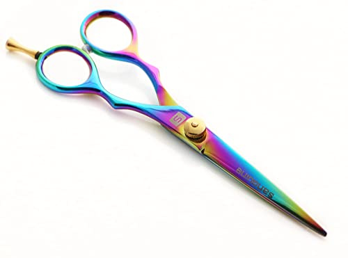 Left Handed Hair Scissors, Left Hand Hairdressers and Barber Shears, Titanium Sheen 15,2 cm – Presentation Case..