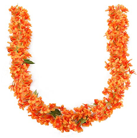 JUSTOYOU Lot de 2 fleurs de cerisier artificielles Sakura - 1,8 m - À suspendre - Pour intérieur et extérieur - Décoration murale de mariage (fleurs de cerisier orange)