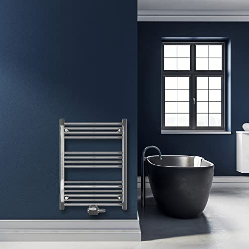SHV Badheizkörper Carina mit Mittelanschluss in glänzendem Chrom - 600 x 800 mm | Heizkörper für Badezimmer, Handtuchhalter für Wand im Bad, Handtuchheizkörper, Handtuchtrockner