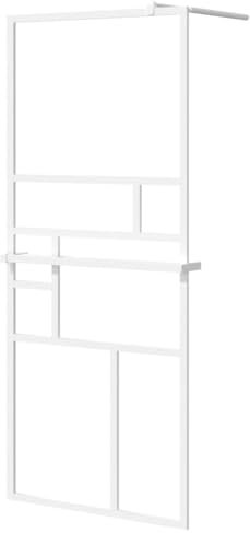 vidaXL Paroi de douche et étagère Blanc 90x195 cm Verre ESG&Aluminium, cabine de douche, paroi de douche de baignoire, paroi de douche en verre