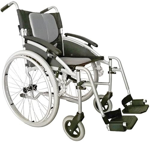 FabaCare Rollstuhl Easy Economy, Reiserollstuhl faltbar leicht Alu, Leichtgewichtrollstuhl bis 125 kg, Transportrollstuhl ultraleicht, Sitzbreite 45 cm