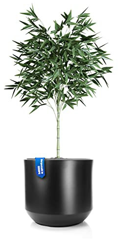 BigDean Blumentopf Style ø 46 cm anthrazit mit herausnehmbaren Innentopf - wetterfester Blumenkübel aus bruchsicherem Kunststoff - Pflanzkübel groß Außen & Innen geeignet