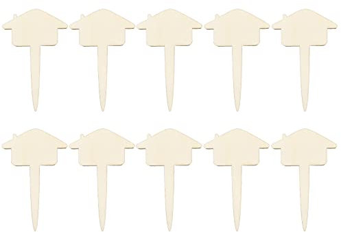 Juego de 10 carteles de madera de primera calidad, para escribir en diferentes formas, accesorios de jardín, bonitos carteles de madera, aprox. 10,8 cm x 6 cm, forma Y