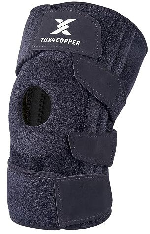 Thx4COPPER Supporto per ginocchiera aperta della rotula, stabilizzatori laterali a compressione per ginocchio gonfio, ACL, lesioni del menisco, artrite, tendinite, sollievo dal dolore articolare (XXL)