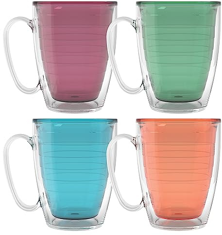 Tervis Made Clear & Colorful Tabletop Hergestellt in den USA, transparente und bunte Tischplatte – helle Farben Tassenkollektion Isolierbecher, Kunststoff, Sortiert