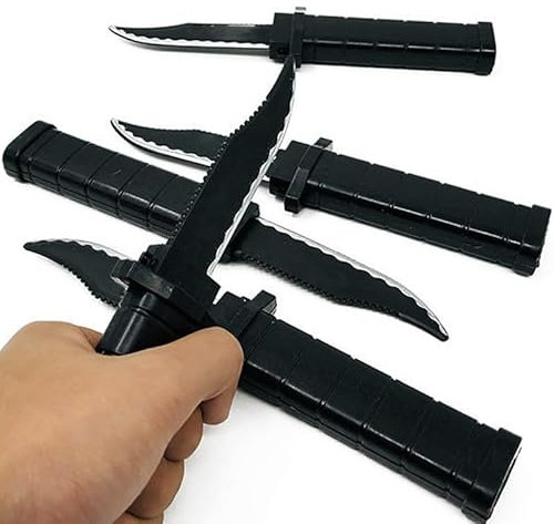 CXAFQ Coltello Pugnale a Scomparsa, Pugnale in plastica, Coltello Finto Divertente Bambini Adulti Scherzo Parodia Falso Coltello Trucco Puntelli, Pesce d'aprile