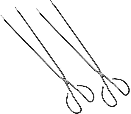 ABOOFAN 2pcs Iron Long BBQ Tong Outdoor Garbage Clips Home Fireplace Clips Practical BBQ Tong for Camping Outdoor Fire Use
