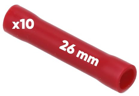 10 Stück Kalitec SVR26 Stoßverbinder isoliert rot 0,5-1,5mm² I Kupferhülse I Pressverbinder I Verbinder für Kfz & Haushaltsgeräte