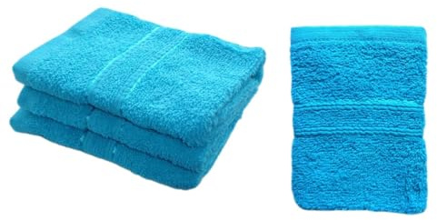 3 Pack Face Cloths Face Flannels 100% Egyptian Cotton Face Towel Colour Teal