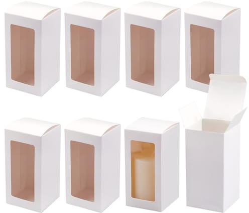 BENECREAT 20-pack 6 x 12 cm genomskinliga presentlådor för fönster, vita bagerilådor, presentförpackningslådor för årsdagar, födelsedagar, bröllop, examen