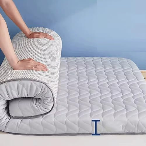 Japanische Tatami faltbare Futon-Matratze, atmungsaktiv und feuchtigkeitsbeständig, Einzelbett, staubdicht, Latex-Matratze, Wellen-Grau, 180 x 200 cm